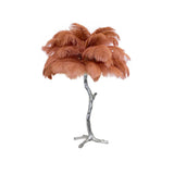 Luxury Ostrich Feather Palm Tree Table Lamp with Brass Base and Portable Design