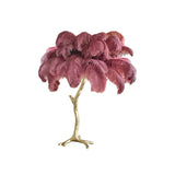 Luxury Ostrich Feather Palm Tree Table Lamp with Brass Base and Portable Design