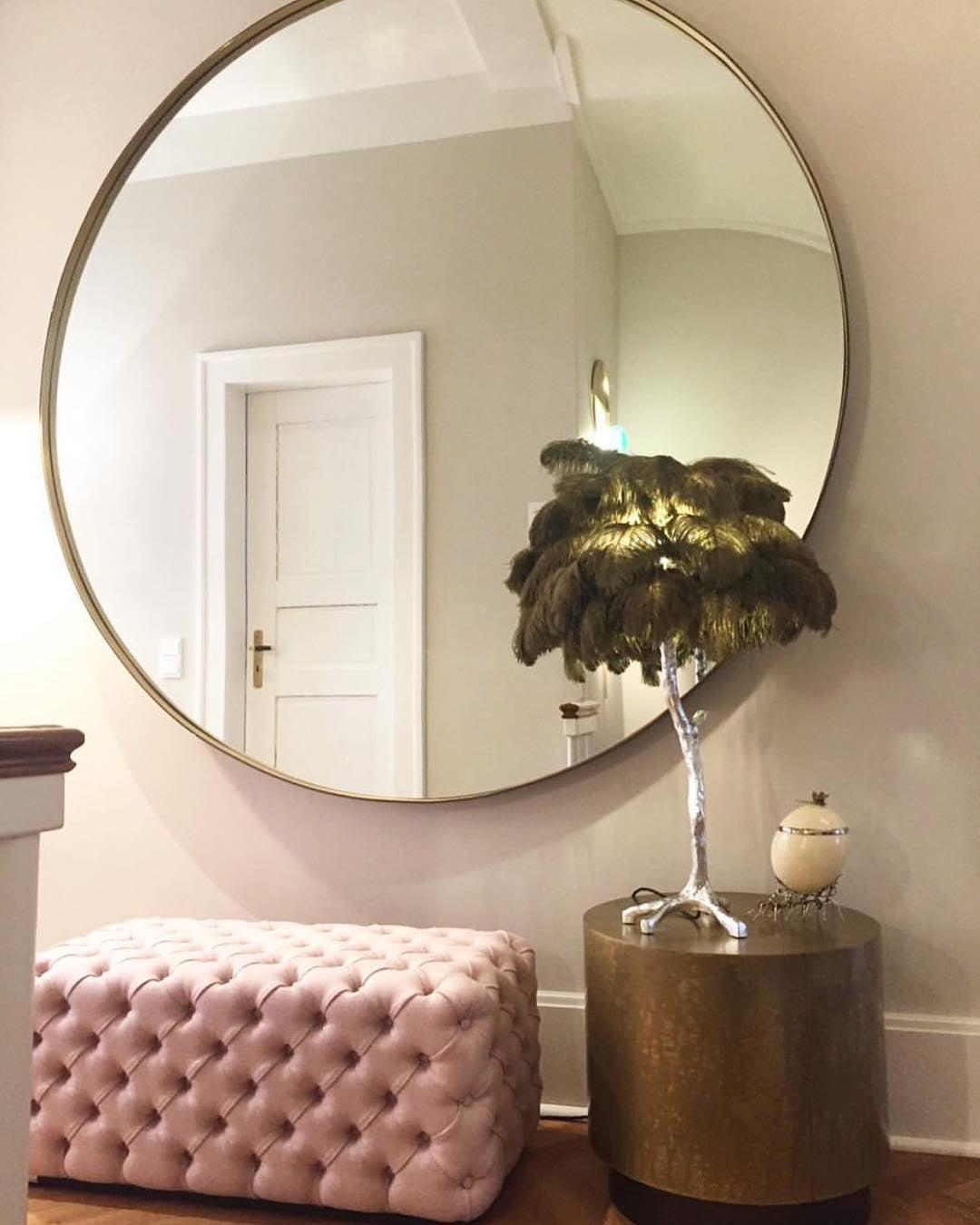 Luxury Ostrich Feather Palm Tree Table Lamp with Brass Base and Portable Design