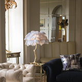 Luxury Ostrich Feather Palm Tree Table Lamp with Brass Base and Portable Design