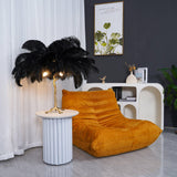 Luxury Ostrich Feather Palm Tree Table Lamp with Brass Base and Portable Design