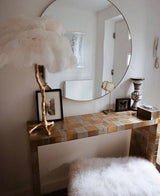 Luxury Ostrich Feather Palm Tree Table Lamp with Brass Base and Portable Design