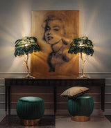Luxury Ostrich Feather Palm Tree Table Lamp with Brass Base and Portable Design