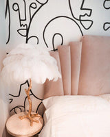 Luxury Ostrich Feather Palm Tree Table Lamp with Brass Base and Portable Design