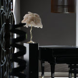Luxury Ostrich Feather Palm Tree Table Lamp with Brass Base and Portable Design