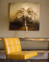 Luxury Ostrich Feather Palm Tree Table Lamp with Brass Base and Portable Design