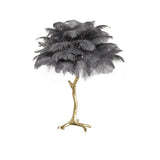 Luxury Ostrich Feather Palm Tree Table Lamp with Brass Base and Portable Design