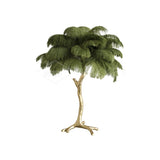 Luxury Ostrich Feather Palm Tree Table Lamp with Brass Base and Portable Design