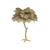 Luxury Ostrich Feather Palm Tree Table Lamp with Brass Base and Portable Design