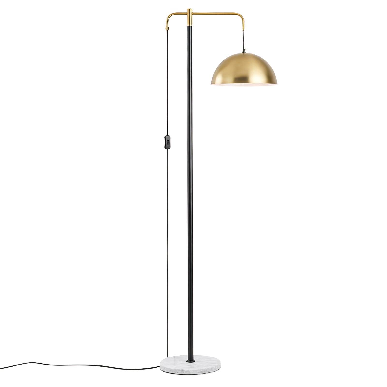 Otto Contemporary Arched Floor Lamp with Metal Shade and Marble Base for Modern Living Rooms