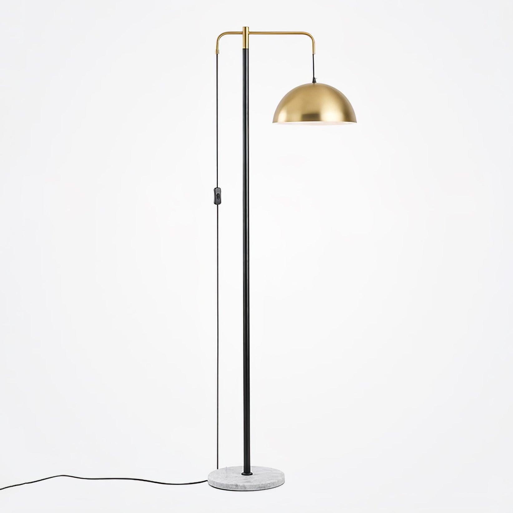 Otto Contemporary Arched Floor Lamp with Metal Shade and Marble Base for Modern Living Rooms