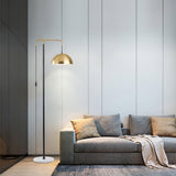 Otto Contemporary Arched Floor Lamp with Metal Shade and Marble Base for Modern Living Rooms