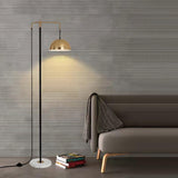 Otto Contemporary Arched Floor Lamp with Metal Shade and Marble Base for Modern Living Rooms