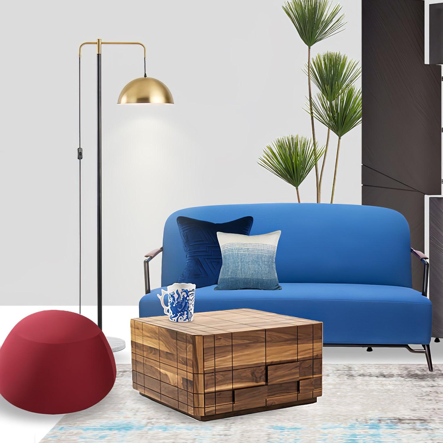 Otto Contemporary Arched Floor Lamp with Metal Shade and Marble Base for Modern Living Rooms