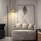 Otto Contemporary Arched Floor Lamp with Metal Shade and Marble Base for Modern Living Rooms