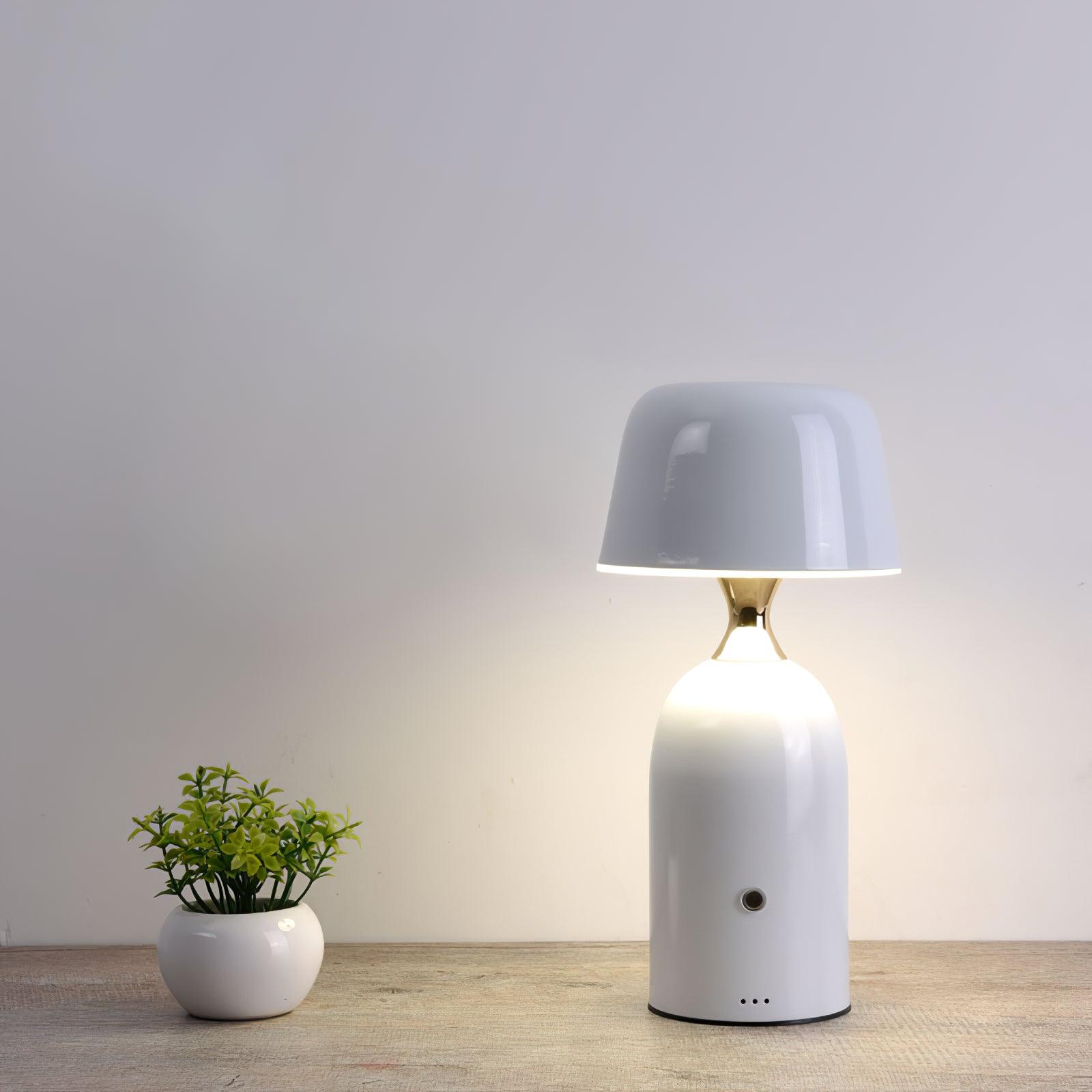 Retro Mushroom LED Table Lamp with Rechargeable Battery Portable Metal Desk Light