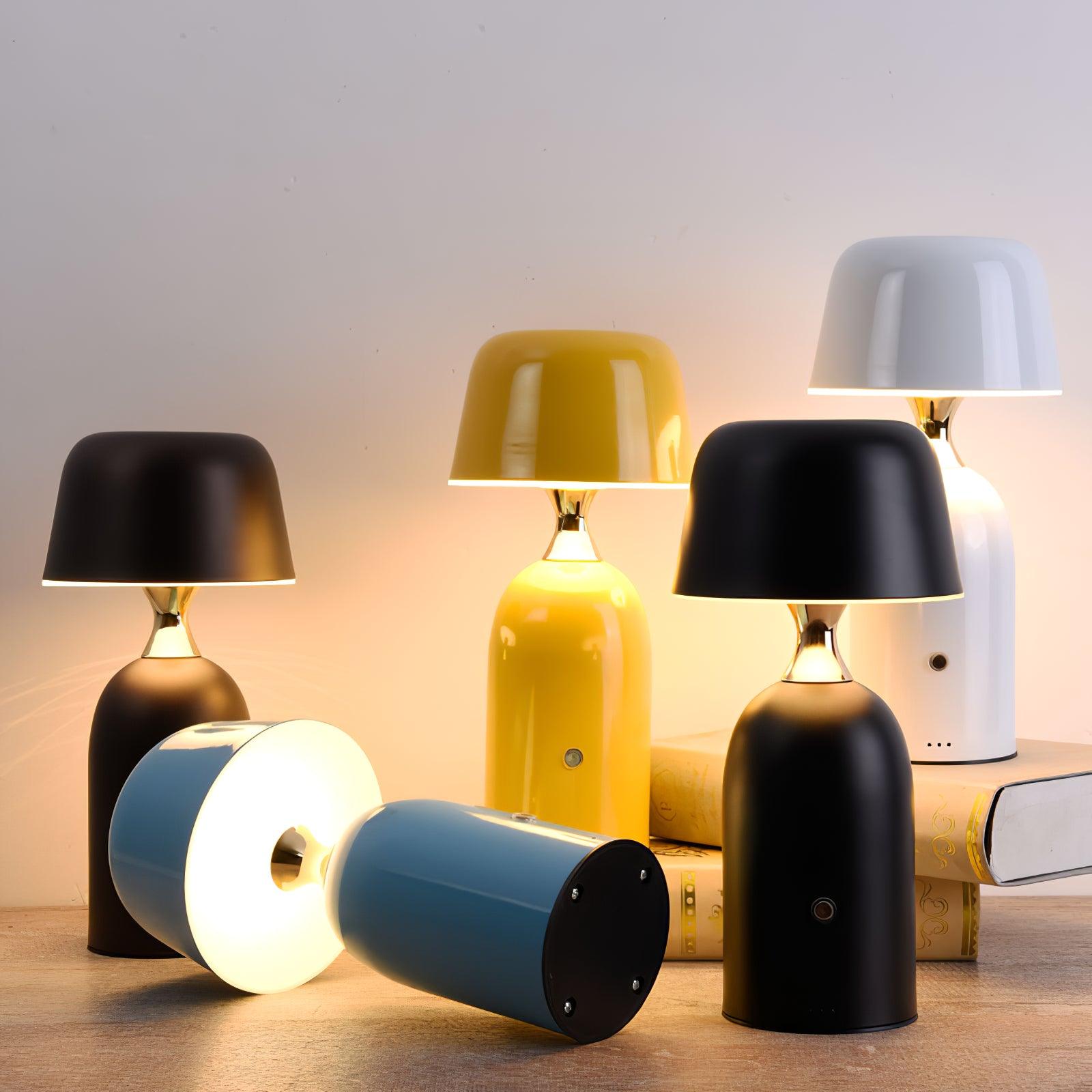 Retro Mushroom LED Table Lamp with Rechargeable Battery Portable Metal Desk Light