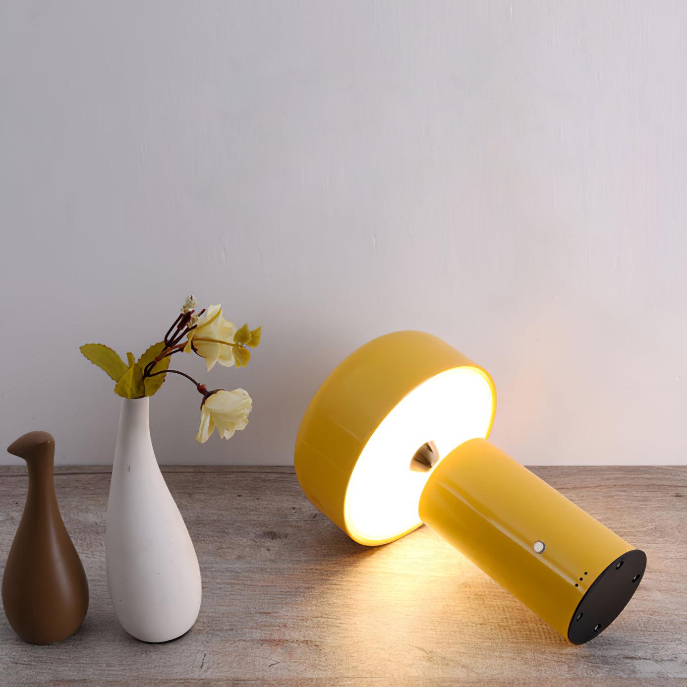 Retro Mushroom LED Table Lamp with Rechargeable Battery Portable Metal Desk Light