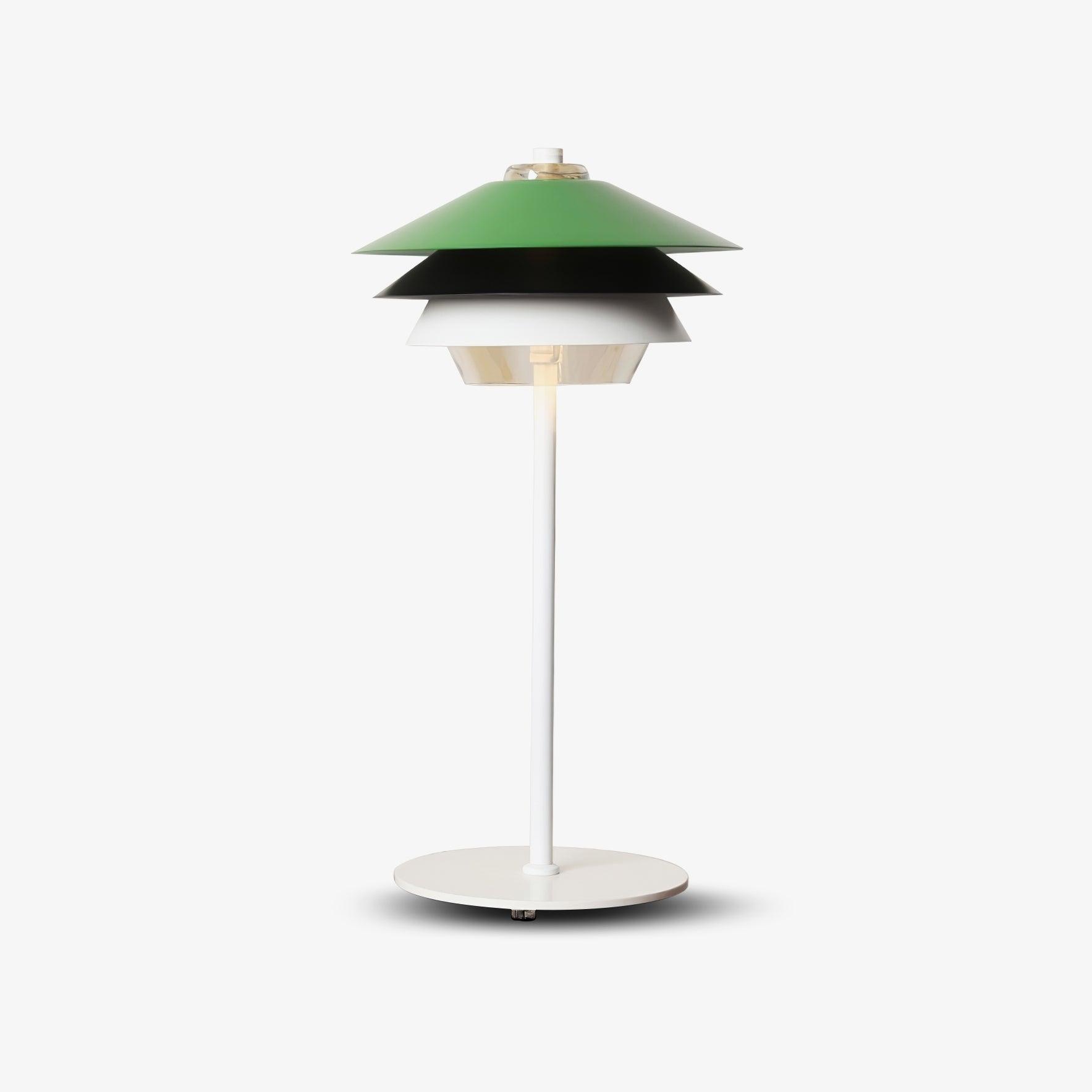 Modern Blown Glass Overlay Table Lamp with Detachable Conical Reflectors and Metal Base