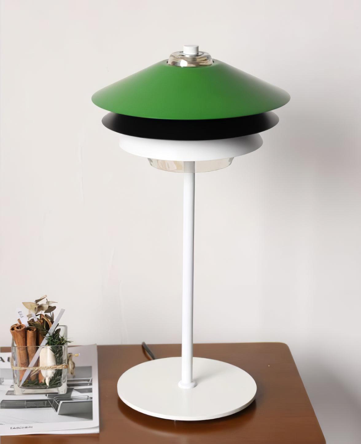 Modern Blown Glass Overlay Table Lamp with Detachable Conical Reflectors and Metal Base