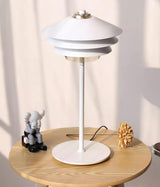 Modern Blown Glass Overlay Table Lamp with Detachable Conical Reflectors and Metal Base
