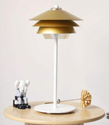 Modern Blown Glass Overlay Table Lamp with Detachable Conical Reflectors and Metal Base