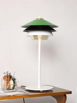 Modern Blown Glass Overlay Table Lamp with Detachable Conical Reflectors and Metal Base