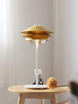Modern Blown Glass Overlay Table Lamp with Detachable Conical Reflectors and Metal Base
