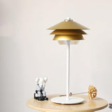 Modern Blown Glass Overlay Table Lamp with Detachable Conical Reflectors and Metal Base