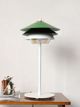 Modern Blown Glass Overlay Table Lamp with Detachable Conical Reflectors and Metal Base