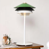 Modern Blown Glass Overlay Table Lamp with Detachable Conical Reflectors and Metal Base