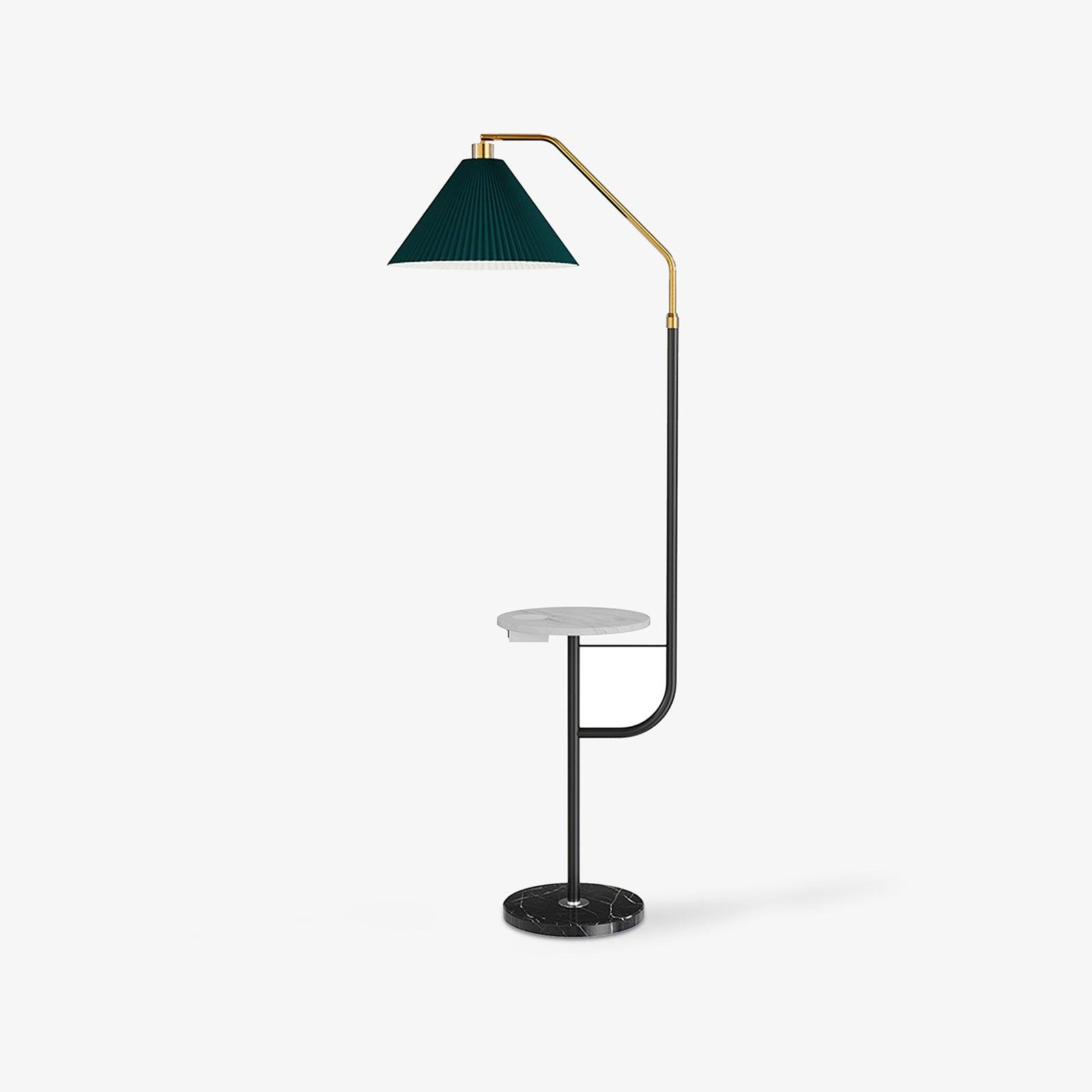 Modern Metal and Marble Standing Floor Lamp with Integrated Side Tray Table