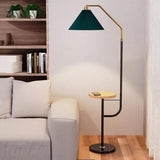 Modern Metal and Marble Standing Floor Lamp with Integrated Side Tray Table