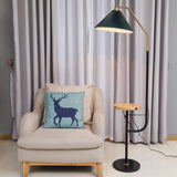 Modern Metal and Marble Standing Floor Lamp with Integrated Side Tray Table