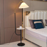 Modern Metal and Marble Standing Floor Lamp with Integrated Side Tray Table