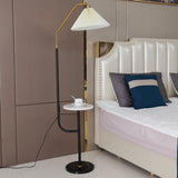 Modern Metal and Marble Standing Floor Lamp with Integrated Side Tray Table