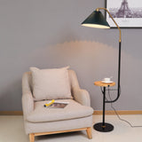 Modern Metal and Marble Standing Floor Lamp with Integrated Side Tray Table