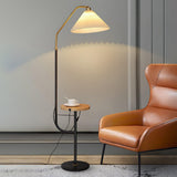 Modern Metal and Marble Standing Floor Lamp with Integrated Side Tray Table