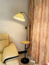 Modern Metal and Marble Standing Floor Lamp with Integrated Side Tray Table
