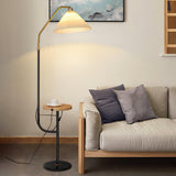 Modern Metal and Marble Standing Floor Lamp with Integrated Side Tray Table