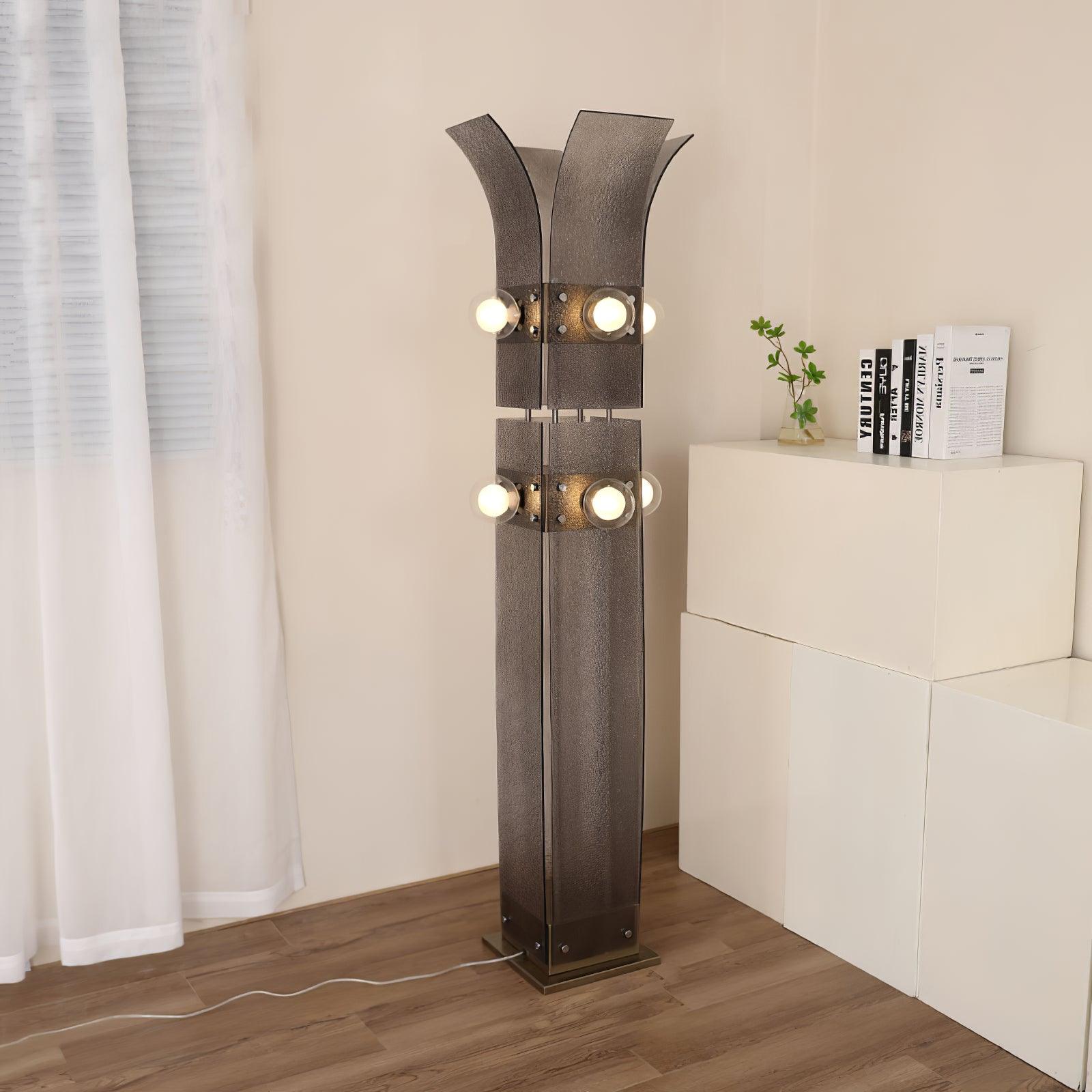 Modern Palm Tree Torchiere Floor Lamp with Acrylic Leaves for Living Room