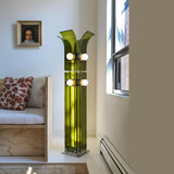Modern Palm Tree Torchiere Floor Lamp with Acrylic Leaves for Living Room