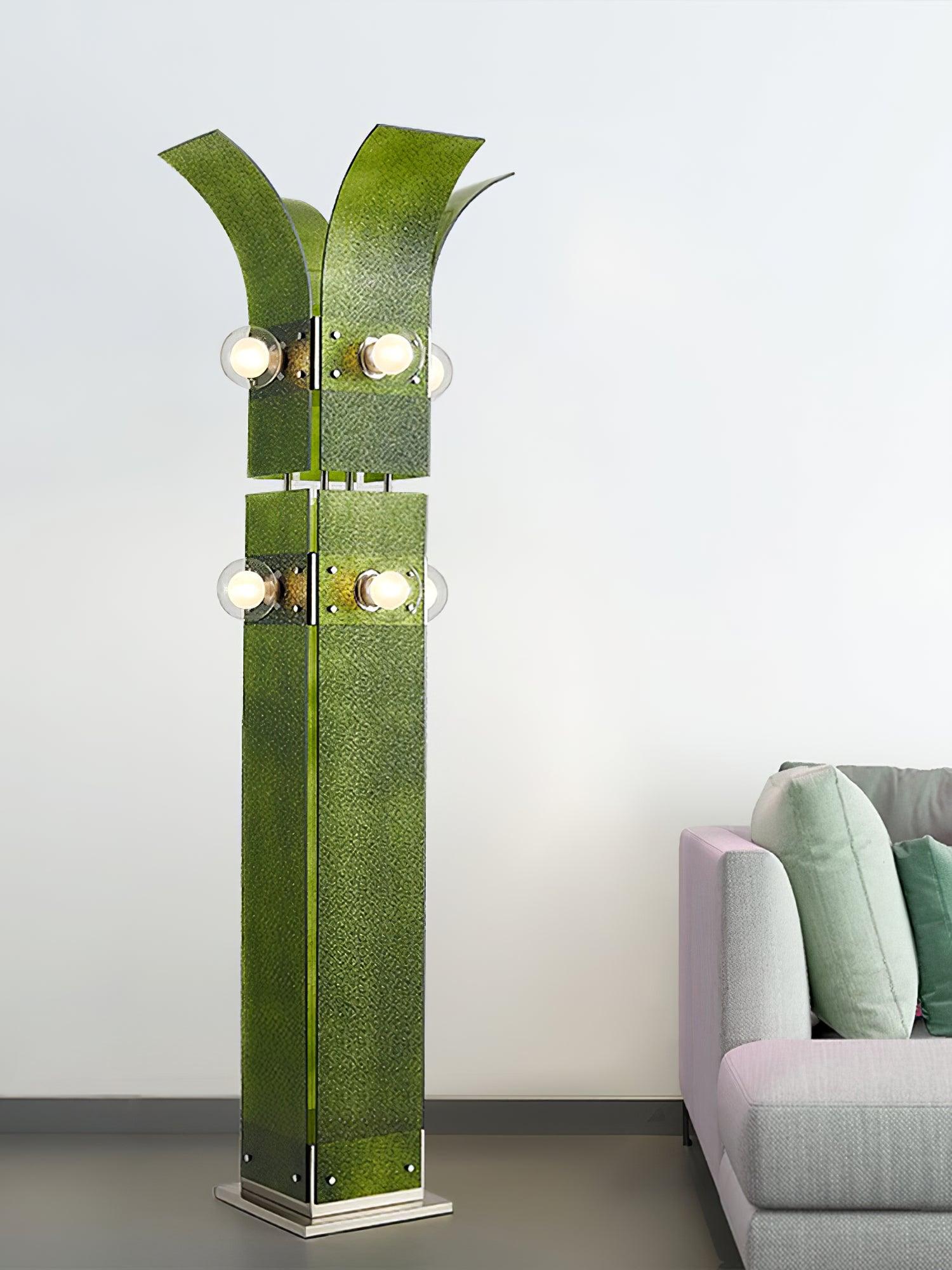 Modern Palm Tree Torchiere Floor Lamp with Acrylic Leaves for Living Room