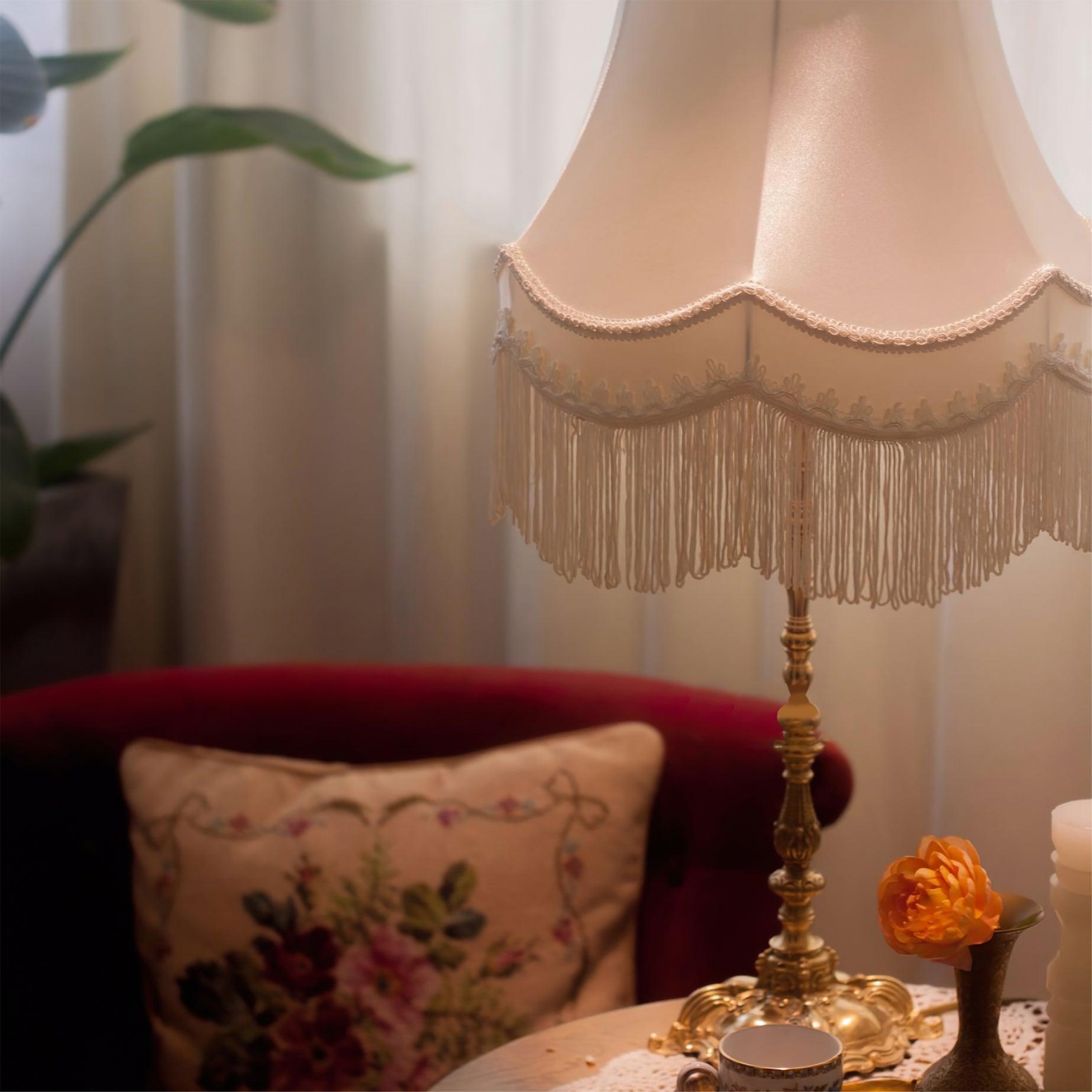 Elegant Brass Table Lamp with White Fabric Shade for Modern Living Room and Office Decor