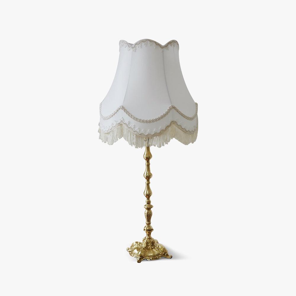 Elegant Brass Table Lamp with White Fabric Shade for Modern Living Room and Office Decor