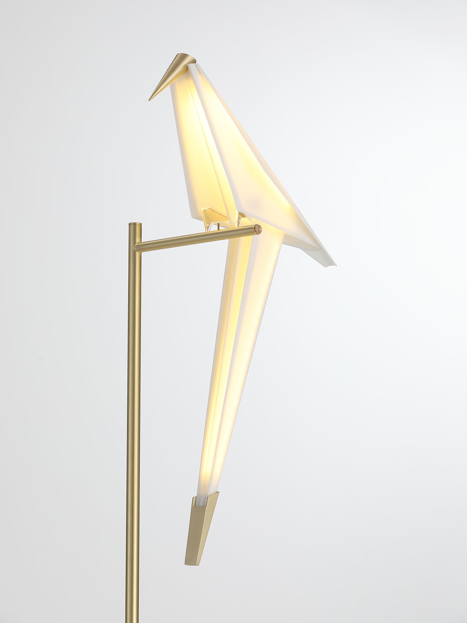 Modern Origami Paper Crane LED Floor Lamp Gold Bird Torchiere Standing Light