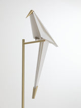 Modern Origami Paper Crane LED Floor Lamp Gold Bird Torchiere Standing Light