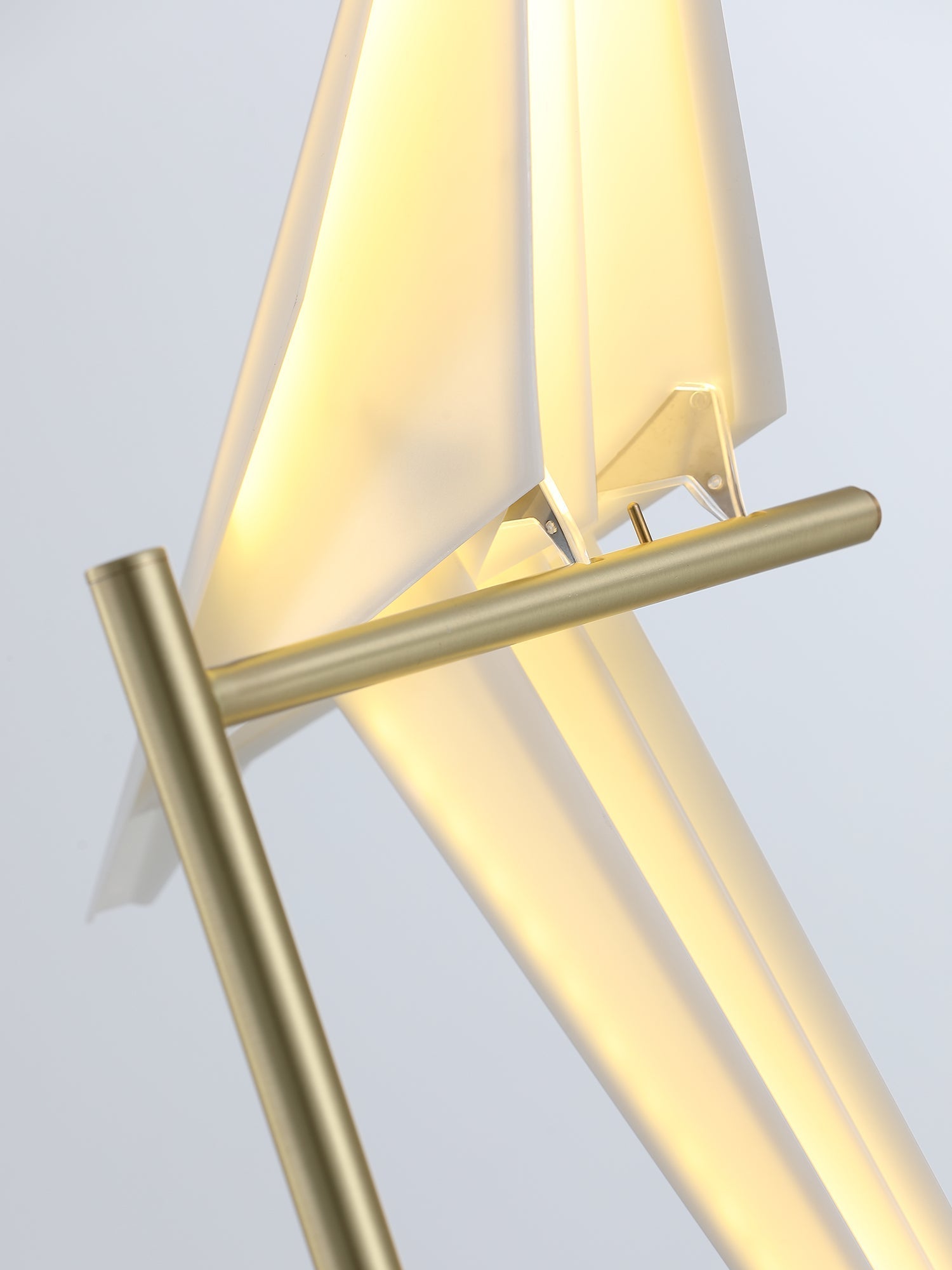 Modern Origami Paper Crane LED Floor Lamp Gold Bird Torchiere Standing Light