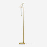 Modern Origami Paper Crane LED Floor Lamp Gold Bird Torchiere Standing Light