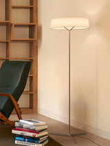 Minimalist Oriental Lantern Inspired LED Floor Lamp with Parchment Diffuser and Metal Base